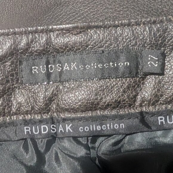 Rudsak | Women's Bootcut Leather Pants In Distressed Brown - Picture 4 of 12